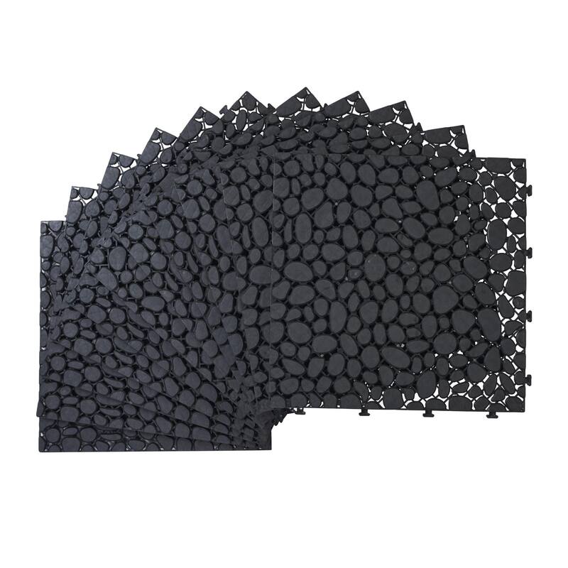 12 x 12 Inch Interlocking Deck Tiles Plastic Waterproof Outdoor All Weather Anti-slip Weight Capacity Upto 440 LBS, Pack of 12