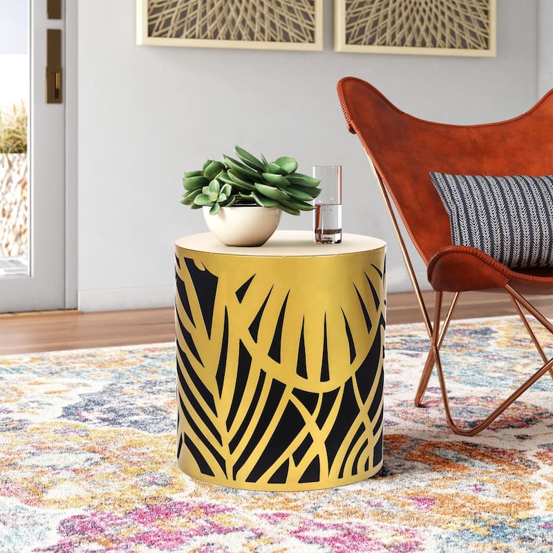 ADECO End Table Gold Accent Side Coffee Nightstand Stool