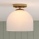 preview thumbnail 1 of 11, VAXCEL Shelby 1-Light 9.25 in. Wide Dome Semi Flush Mount Ceiling Lighting Fixture, Frosted White Opal Glass Shade Natural Brass - 9.25-in W x 9-in H x 9.25-in D