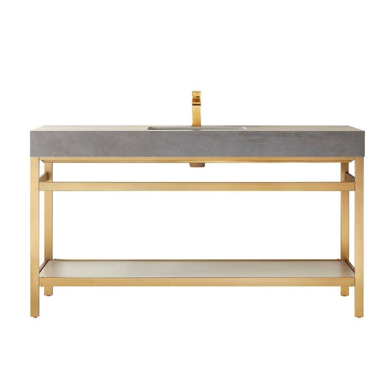 Miseno MV702560-NM Funes 60" Free Standing Single Basin Vanity Set - Brushed Gold / Gray - Gold Finish