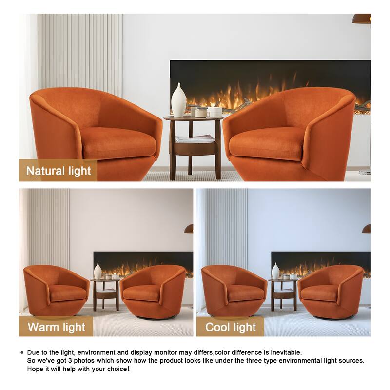 2 Set Vegan Leather Armchair Barrel Swivel Accent Chairs