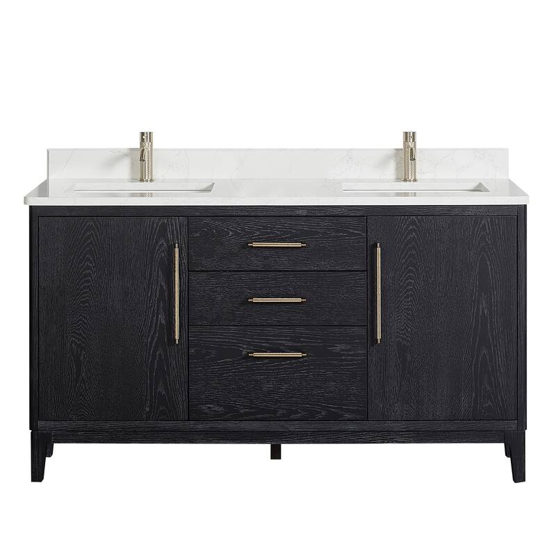 Gara Double Bath Vanity with Composite Stone Top without Mirror