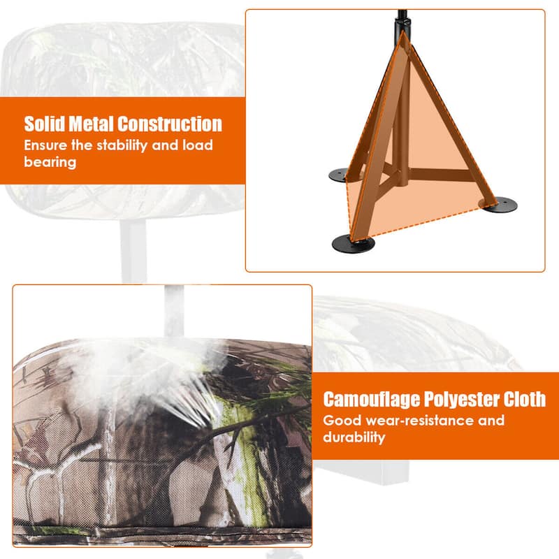 Gymax Swivel Hunting Chair Tripod Blind Stool w/ Detachable Backrest - 16'' x 15'' x 30''