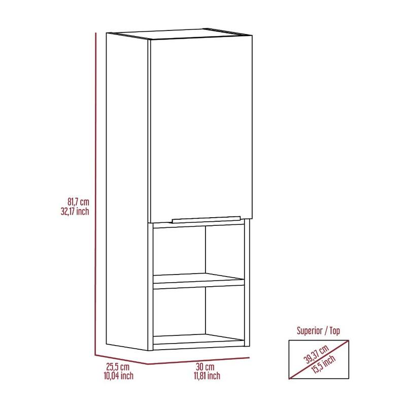 Bathroom Cabinet With Two Internal Shelves,Two External Shelves,Single Door - N/A