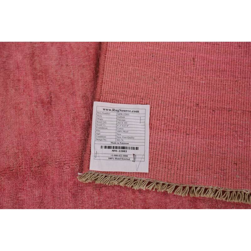 Modern Pink Gabbeh Oriental Area Rug Handmade Wool Carpet - 6'4" x 9'3"