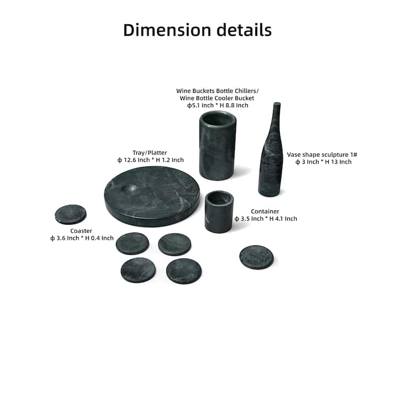 Roomfitters Natural Marble Dining Room Accessories Set, Luxury 10-Piece Genuine Stone Tabletop Collection