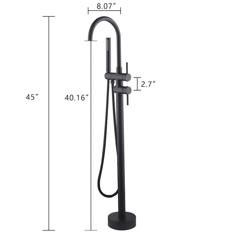 Floor Mount Bathtub Faucet Freestanding Tub Filler High Flow Shower Faucets with Handheld Shower