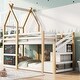 preview thumbnail 3 of 8, Twin over Twin Bunk Bed with Storage Staircase and 2 Blackboards, White+Natural