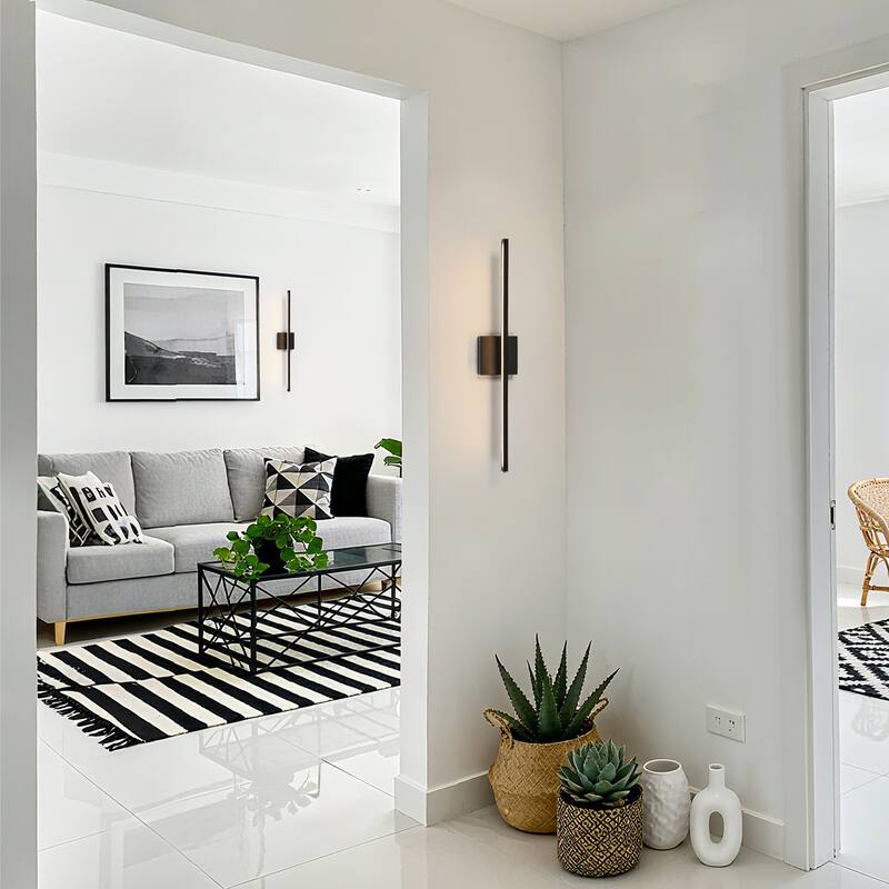 Modern LED Black Bathroom Vanity Light Dimmable Art Picture Wall Sconce - W27.6"xD3.9"xH4 .7"