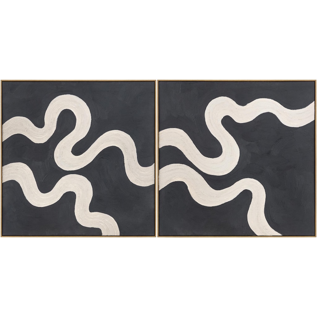 Livabliss Rubans Modern Framed Art Set of 2