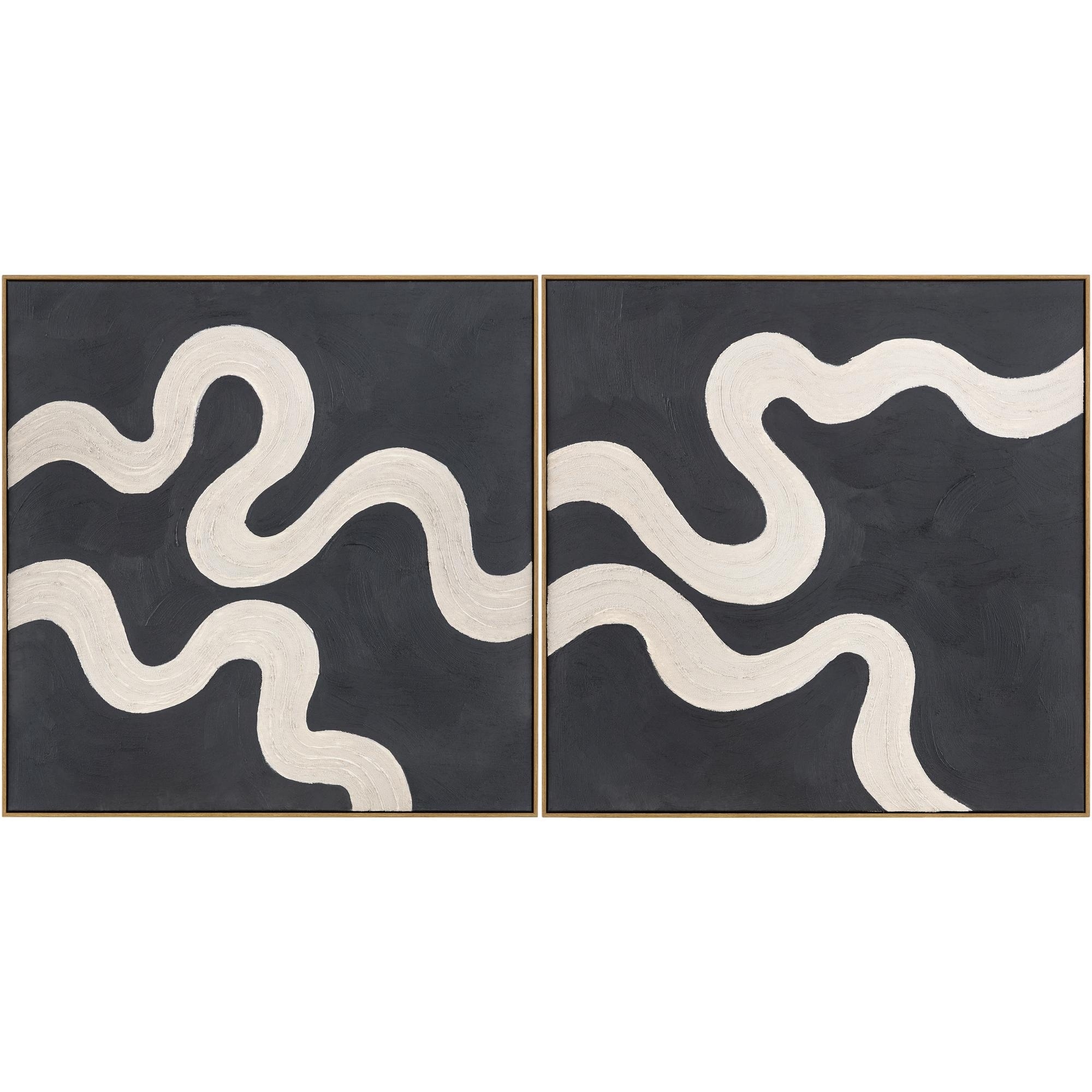 Livabliss Rubans Modern Framed Art Set of 2