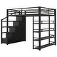 preview thumbnail 13 of 28, Full Size Metal Loft Bed with Storage Shelves, Cabinets and Wardrobe Metal Support Bed Frame for Kids, No Box Spring Needed