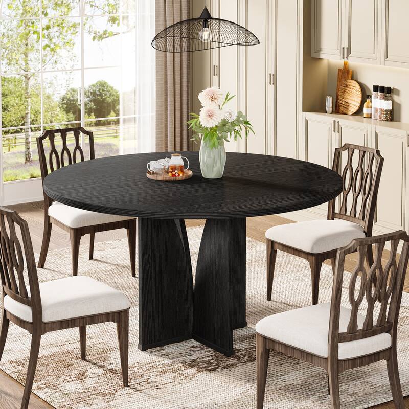 Wooden Large Dining Table, Round Kitchen Table for Dining/Living Room