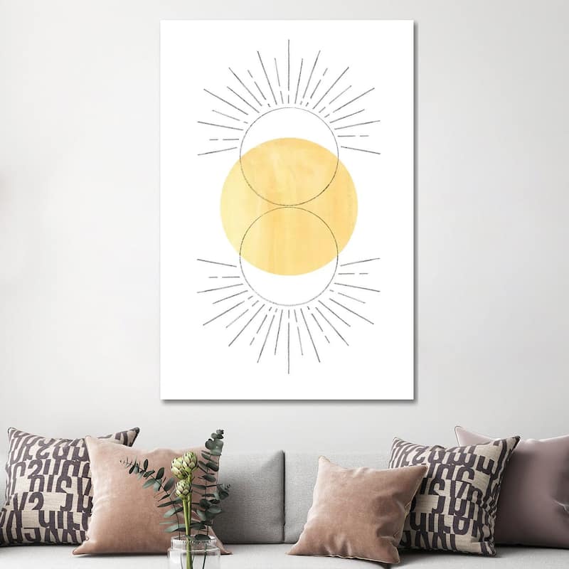 iCanvas "Mustard Yellow Sun, Abstract Art" by Whales Way Canvas Print