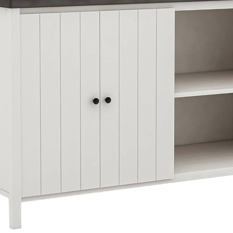 Begr Counter Height Kitchen Island Table, 60 Inch, White, Gray