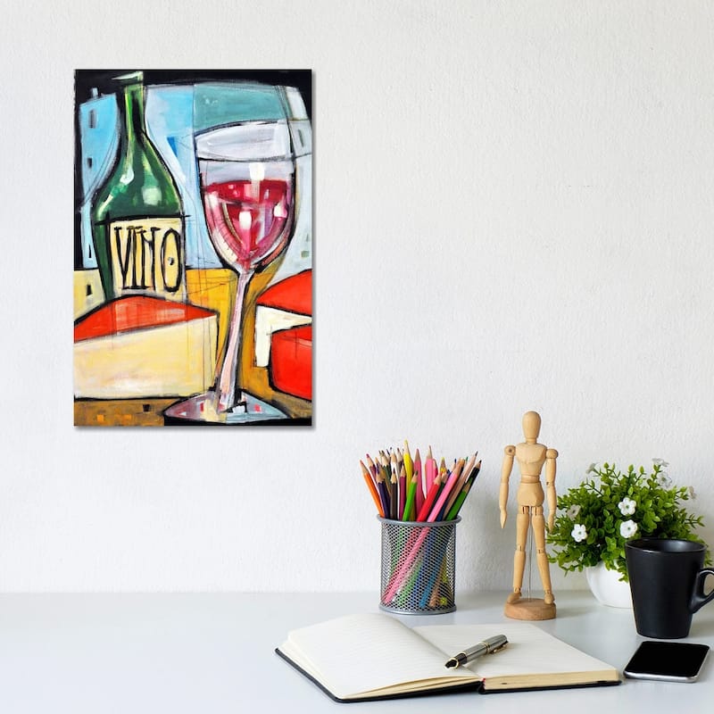 iCanvas "Red Wine And Cheese" by Tim Nyberg Canvas Print - 12x8x0.75