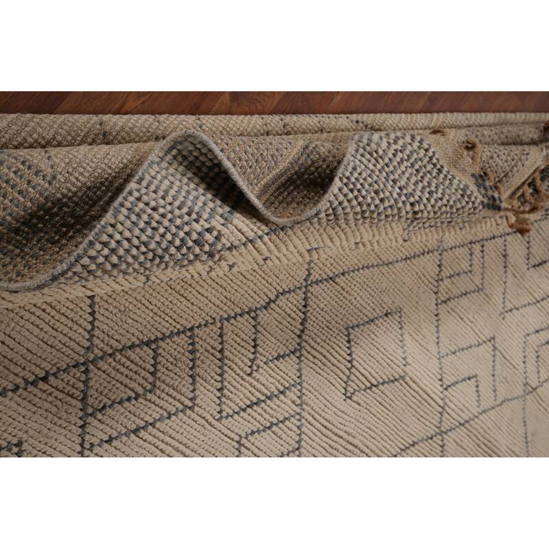 Earth Tone Moroccan Area Rug Handmade Wool Carpet - 6'11"x 10'7"