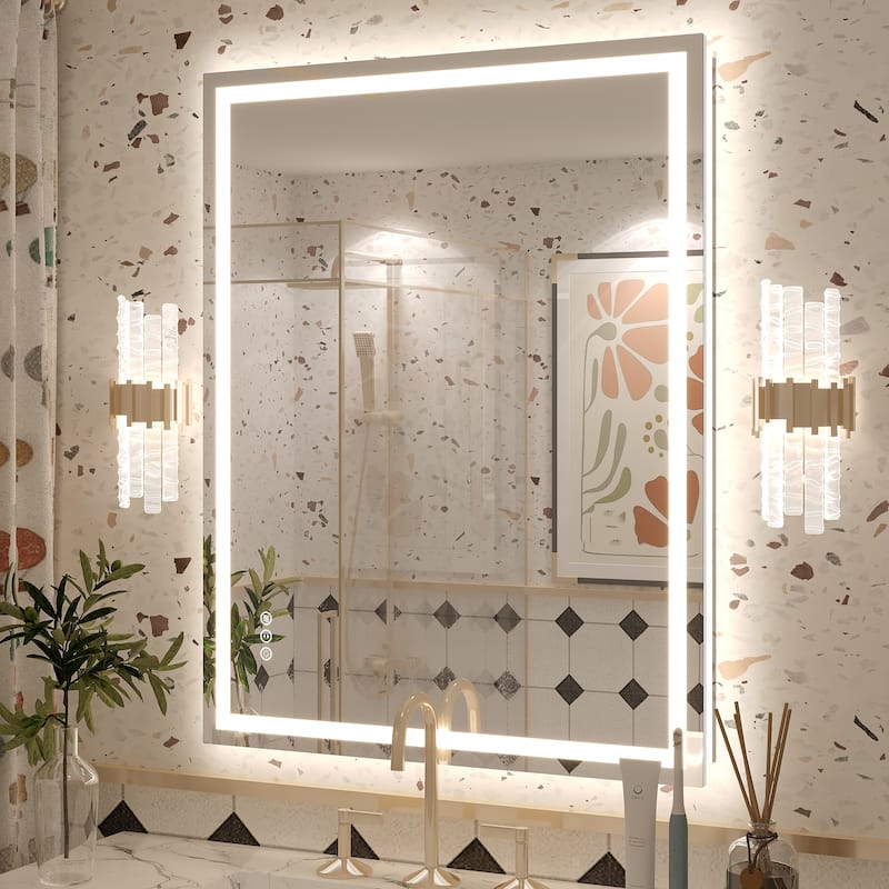 Large LED Bathroom Mirror with UL Listed, Front and Backlit, Anti-Fog - 36x28