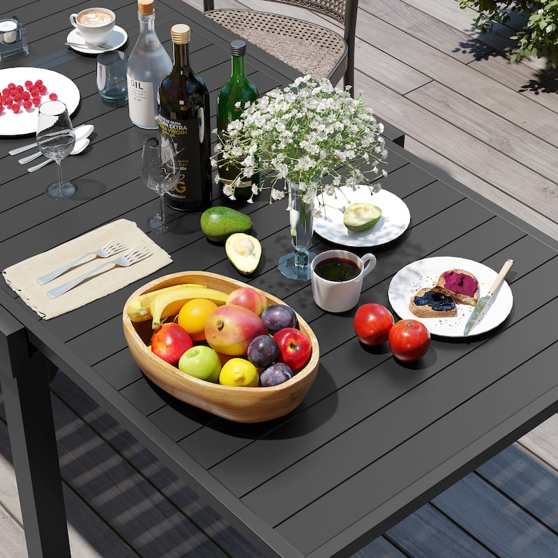 5/7/11 Piece Set Outdoor Dining Set Aluminum Patio Expandable Table with Stackable Chairs