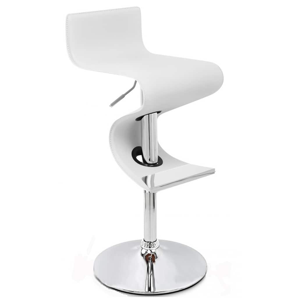 Contemporary Metal Upholstered Faux Leather Bar Stool
