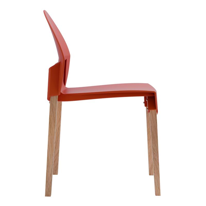 4-Pack Chairs - Wood Legs & PP Seat, Indoor Dining & Living Room Furniture Set