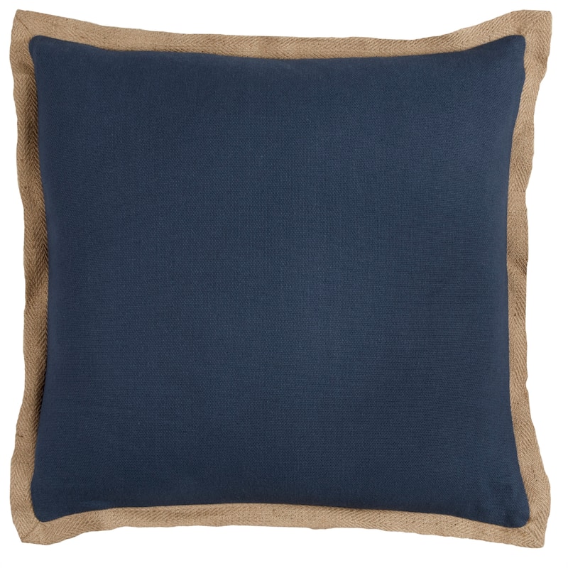 Rizzy Home Natural Jute Throw Pillow Cover - Navy