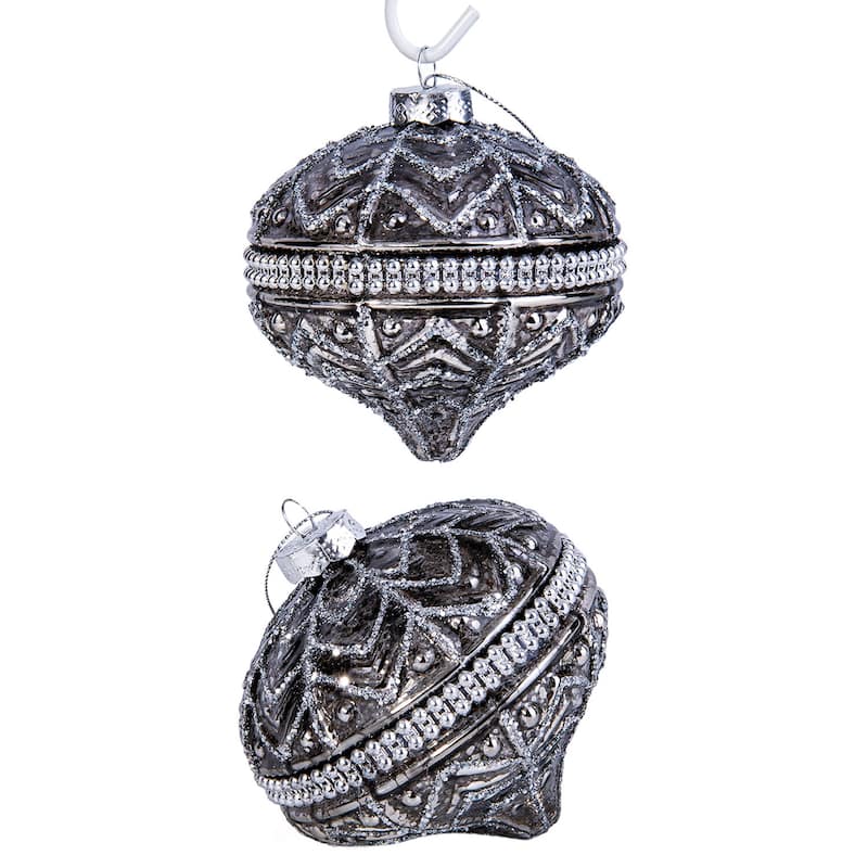 Glamour Glass Christmas Tree Ornament Set of 2 - 3.94"