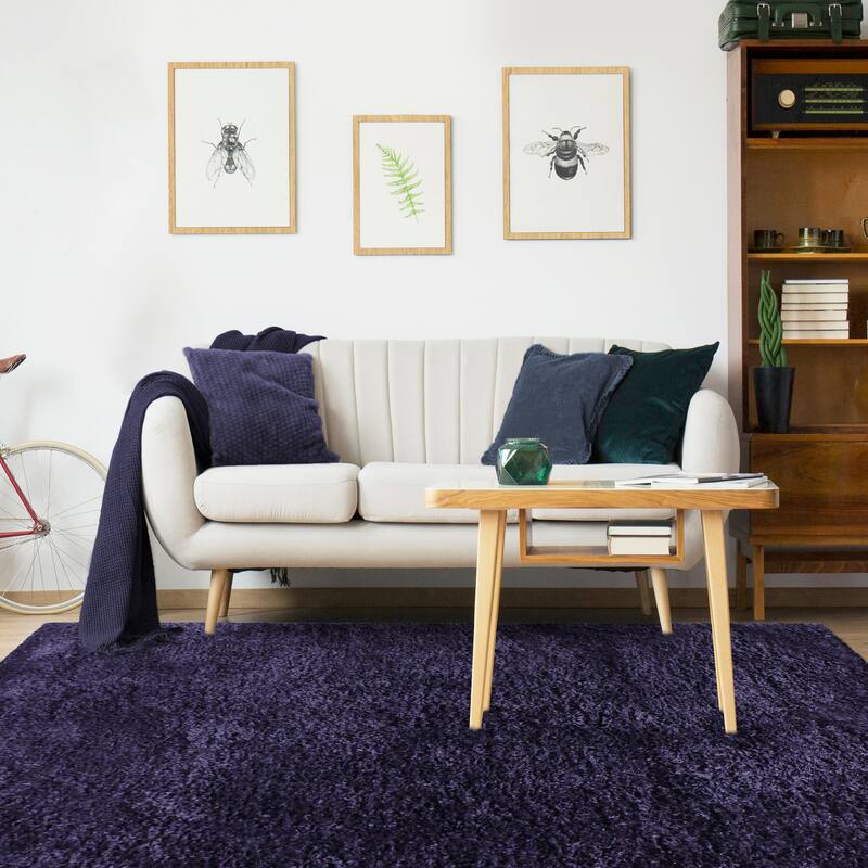 Superior Hand-tufted Plush Solid Shag Indoor Area Rug