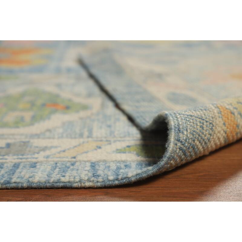 Hand Knotted Oriental 100% Wool Carpet Transitional All-Over Navy Blue & Blues Oushak Area Rug - 12' 9'' X 9' 4''