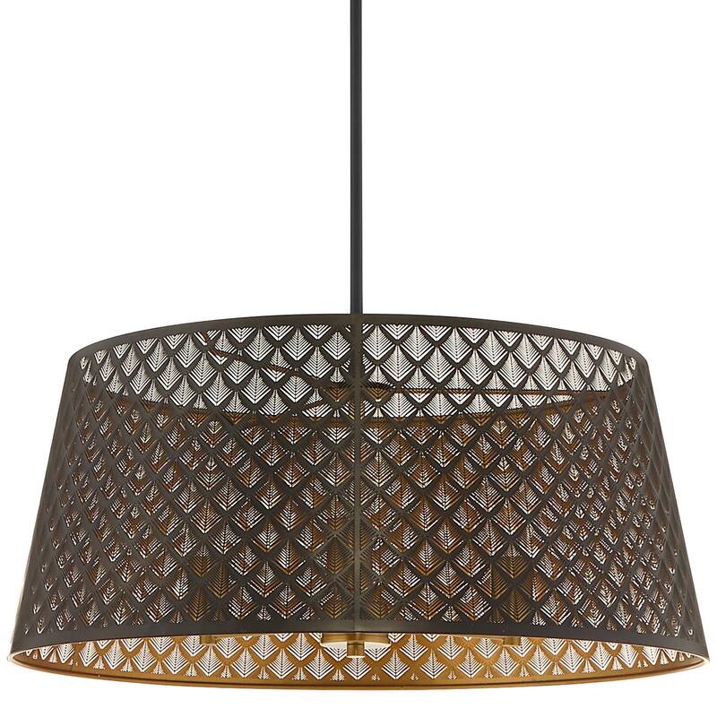 Quorum International 8217-3 Benedict 3 Light 24" Wide Pendant with - Matte Black / Aged Brass