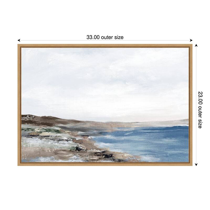 Coastal Serenity Under Vast Sky by PI Studio Framed Canvas Wall Art Print - 33 x 23 in