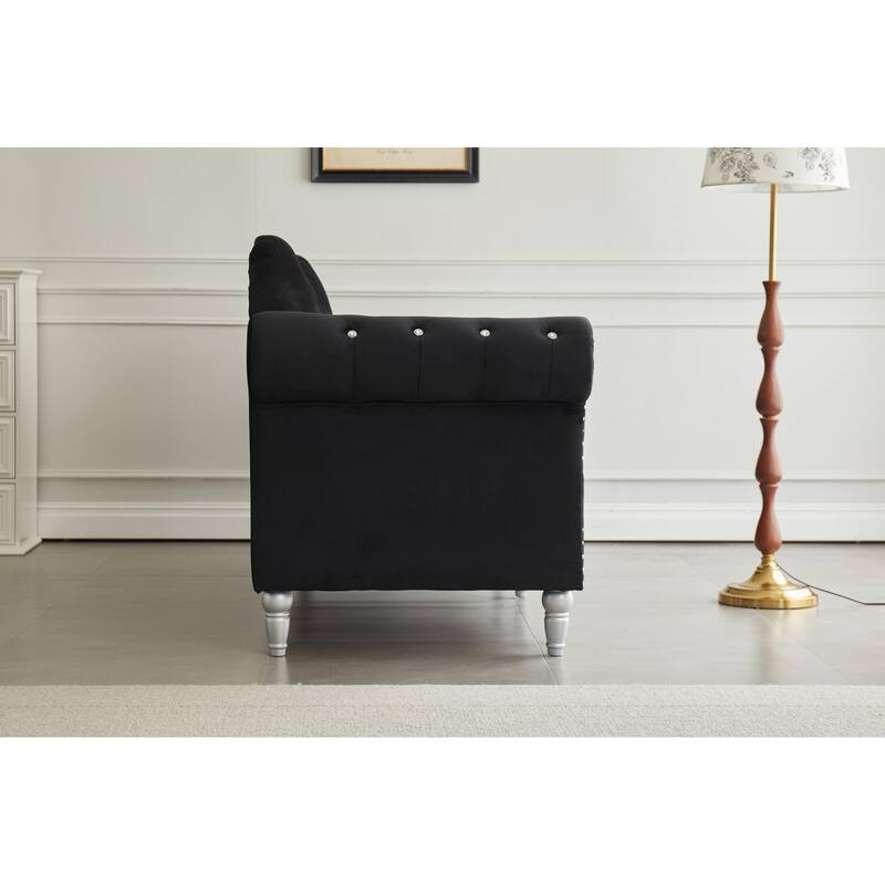 Velvet Rolled Arm Chesterfield Sofa