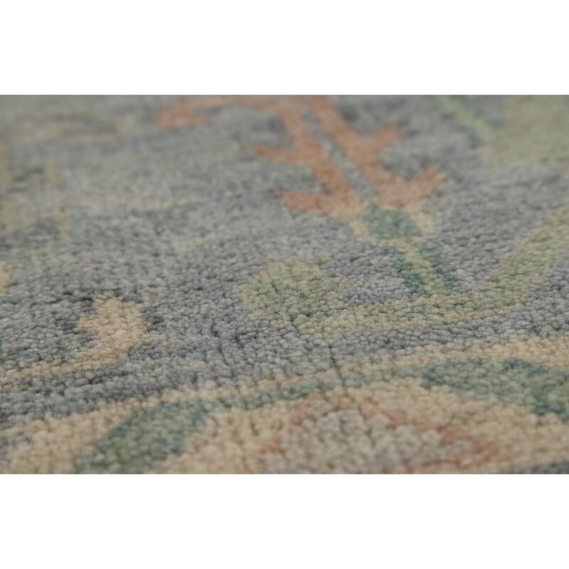 Gray Transitional Oushak Indian Area Rug Hand-Knotted Wool Carpet - 9'0"x 11'10"