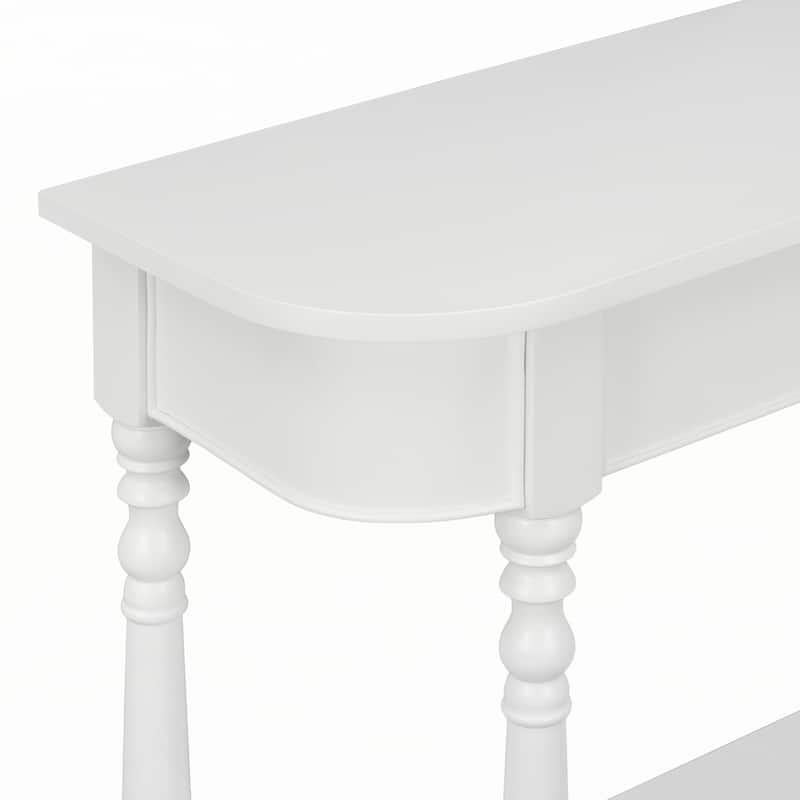 Narrow Console Table with Curved Corner(White)