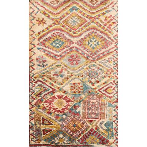 Geometric Traditional Oushak Oriental Area Rug Hand-knotted Carpet - 5'2" x 8'2"