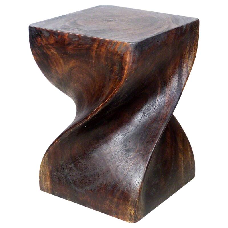 Haussmann® Big Twist Wood Stool Table 14 in SQ x 20 in H Mocha Oil - 14" x 14" x 20"