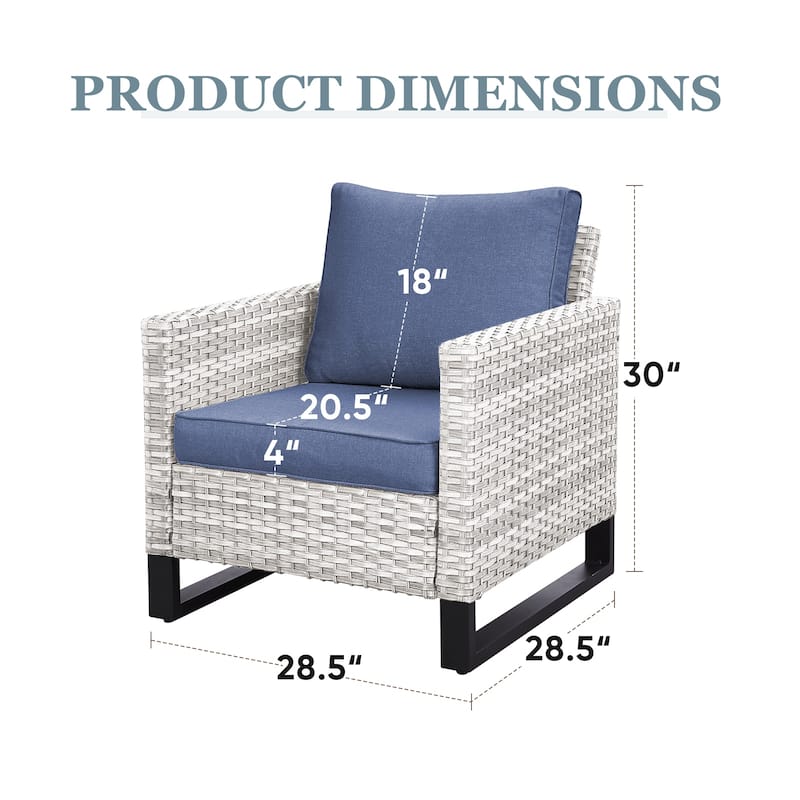 Patio Chairs Set of 2 PE Wicker Chairs - Light Grey