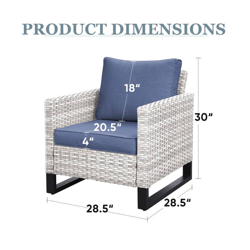 Patio PE Wicker Chair with Cushion Set of 2