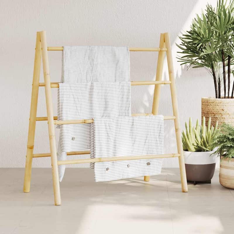 vidaXL Towel Ladder Natural Bamboo Bamboo Double Towel Ladder - 35.4 x 19.7 x 39.4