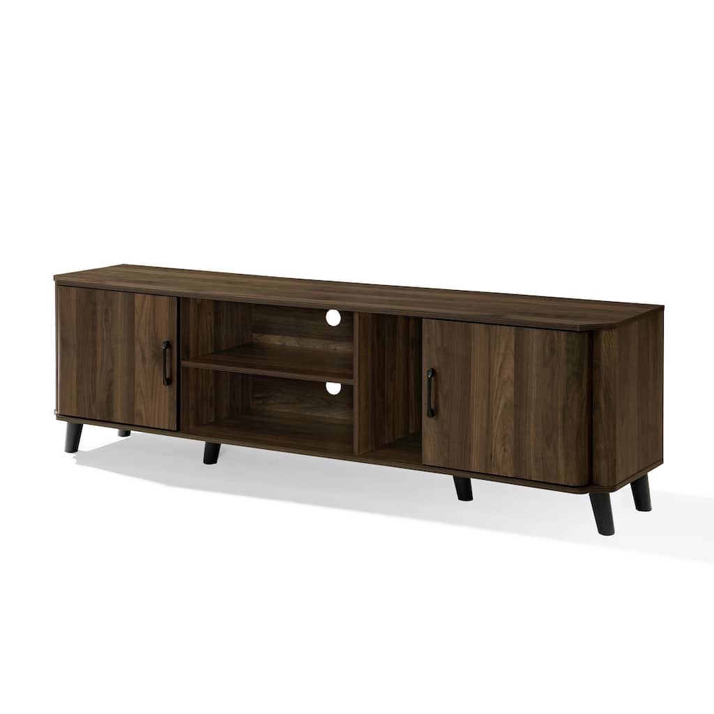 Dark Oak Manufactured Wood 71-Inch Wide TV Console Cabinet - 21.7" H x 70.9" W x 15.7" D