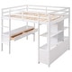 preview thumbnail 9 of 7, White Pinewood Loft Bed with Built-in Desk, Drawers, Shelves, and Storage Cabinets
