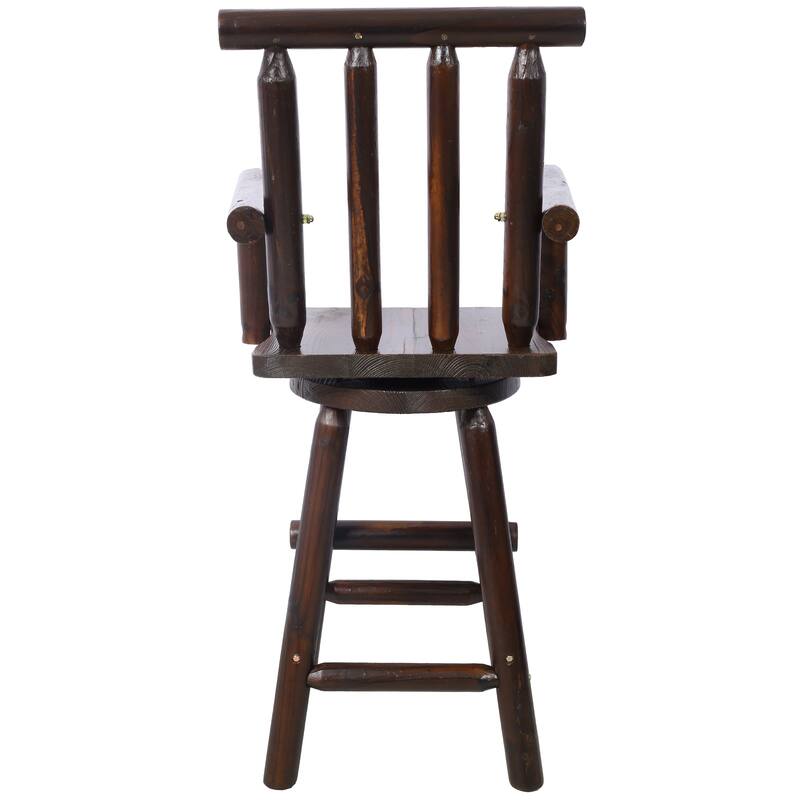 Rustic Bar Stool - Fir Wood Construction, Chair with Footrest,Wide Armrest, Rustic Kitchen Stool, Tall Bistro Chair