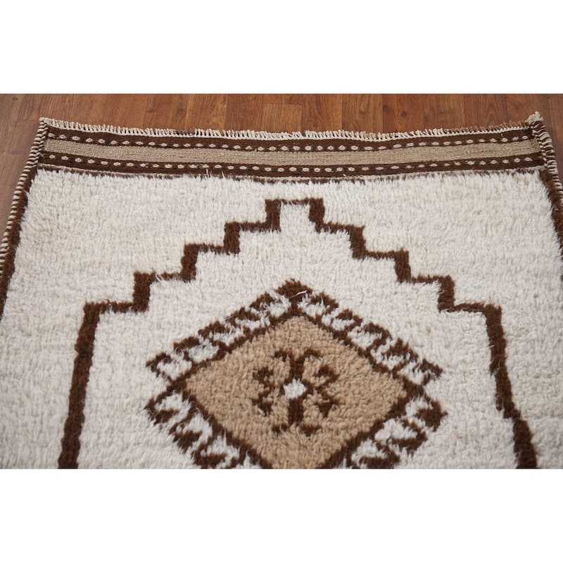 Natural Dye Tribal Anatolian Runner Rug Handmade Wool Carpet - 3'5"x 12'2"