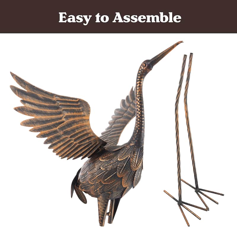 Flying Crane Garden Statue Handcrafted with Stakes Included by Pure Garden