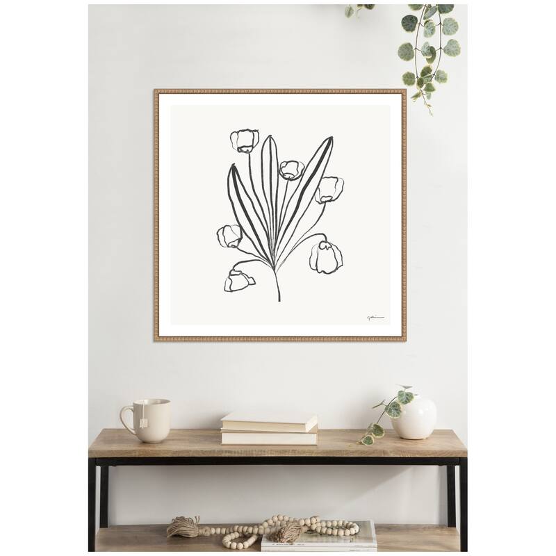 Kate and Laurel Floral Bouquet by Gabrielly Guedes Framed Canvas Wall Art Print