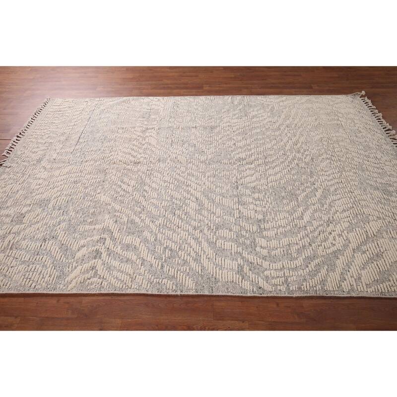 All-Over Abstract Moroccan Area Rug Handmade Wool Carpet - 5'11"x 8'10"