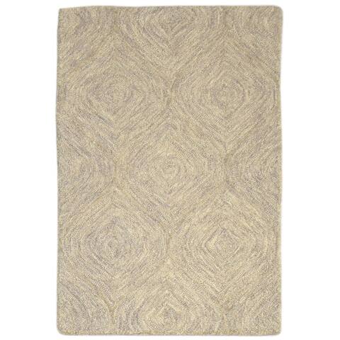 One of a Kind Hand-Tufted Modern 2' x 3' Trellis Wool Brown Rug - 2' x 3'