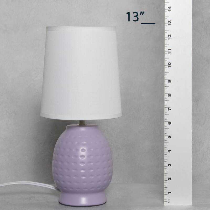 Petite Dimpled Ceramic Table Lamp with Tapered Shade - 12.5" - Lavendar
