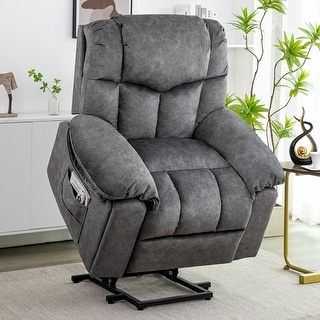 Gray Oversized Power Lift Recliner for Elderly with 8 Massage Points ...