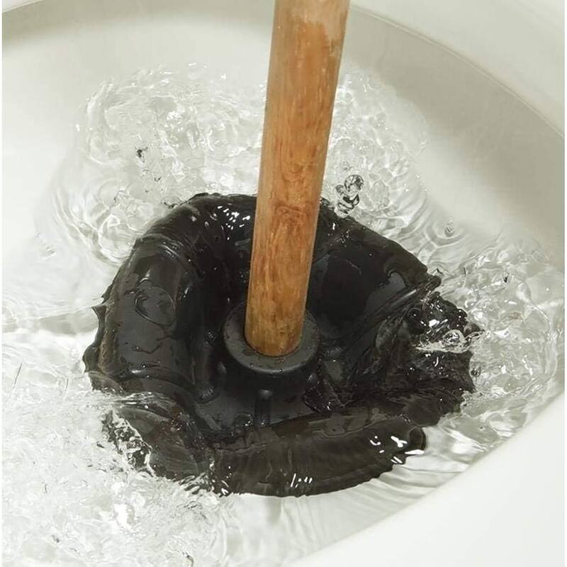 Heavy Duty Toilet & Sink Bathroom Plunger with Wooden Handle - Set of 2 - 2 Piece Set